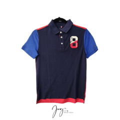 Camiseta Gola Polo Azul Marinha e Número Bordado - Tommy Hilfiger