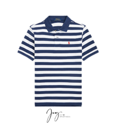 Camiseta Gola Polo Listras Branca e Azul - Ralph Lauren