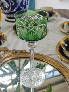 Antigua Copa de Cristal tallado para Vino color Verde - comprar online