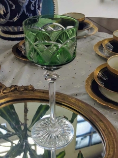 Antigua Copa de Cristal tallado para Vino color Verde - 2Gardenias Bazar antiguo