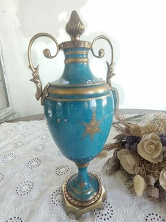 Antiguo Potiche Anfora en Porcelana y Bronce - tienda online