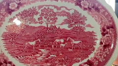 Fuente Oval en Loza Inglesa Irostone Adams escenas Rojo - 2Gardenias Bazar antiguo