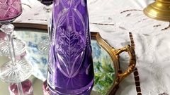 Gran Botellon de Cristal color Tallado de espigas en relieve 46 cm en internet