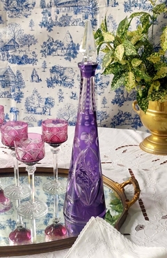Imagen de Gran Botellon de Cristal color Tallado de espigas en relieve 46 cm