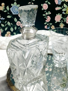 Botellon de Cristal con Birola de Plata 925 - 2Gardenias Bazar antiguo