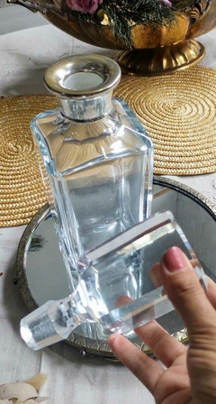 Importante Botellon de Cristal San Carlos con Virola Gran Tamaño en internet