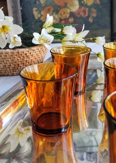 11 Vaso de aperitivo vidrio color ambar Españoles