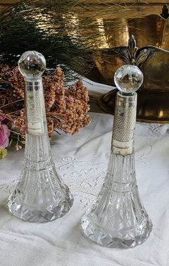 Par de Perfumeros de Cristal con virola en Plata 925 - tienda online