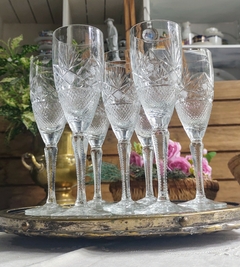 7 copas de Champagne de cristal tallado - tienda online