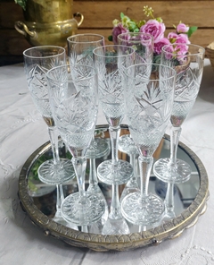 7 copas de Champagne de cristal tallado - 2Gardenias Bazar antiguo
