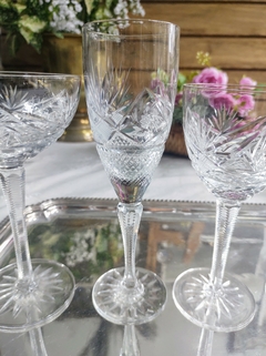 7 copas de Champagne de cristal tallado
