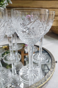 8 copas de vino de cristal tallado - comprar online