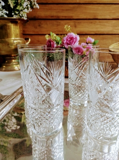 6 vasos de cristal tallados - tienda online
