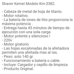 Afeitadora Kemei Modelo 3382 +Patillera Vintage. - comprar online