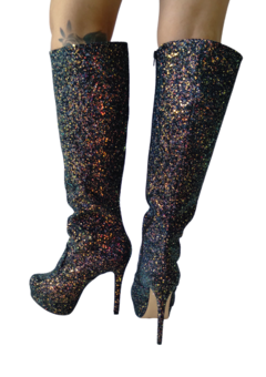 740466 G BOTA CANO LONGO JOJO GLITTER FRUTACOR PRETO - Au Bottier