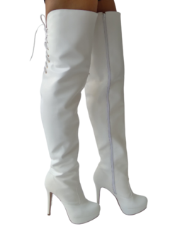 741177 G BOTA OVER THE KNEE MEIA PATA E SALTO FINO BRANCO - comprar online