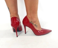 1600004 G SCARPIN VERNIZ VERMELHO DETALHE LATERAL - loja online