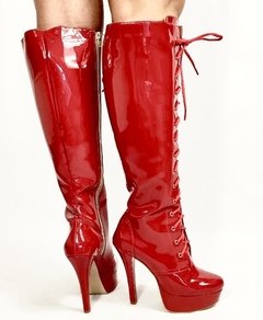 1721 P BOTA CANO LONGO VERNIZ VERMELHO - comprar online