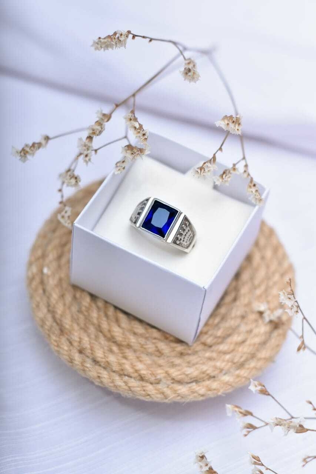 Anillo plata con piedra azul hotsell