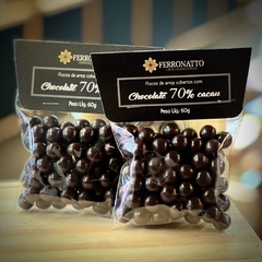 Drágeas de Flocos de Arroz cobertas com Chocolate 70% Cacau 2 x 60 g
