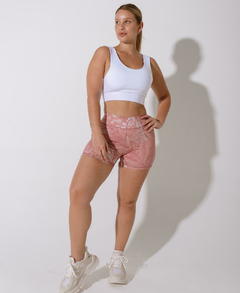 Short Deportivo Mujer Tiro Alto Rosa Estampado - YAGÉ