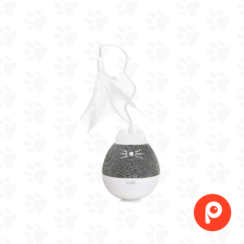 Pixi Spinner Cat Toy - White & Grey (Juguete Gato Sensor Movimiento Dispensador Snacks)