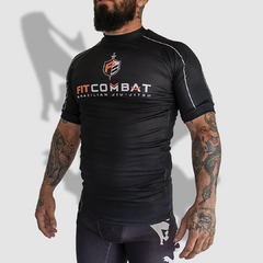 Rash Guard Manga Curta Fit Combat Grad. Preta