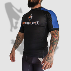 Rash Guard Manga Curta Fit Combat Grad. Azul