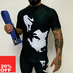 Rash Guard Manga Curta Brand + Faixa Azul Jiu-Jitsu