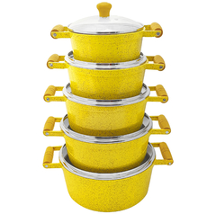 Jogo de caçarolas Colors com tampa de vidro - Amarelo mesclado - 5 peças - comprar online