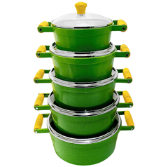 Jogo de caçarolas Colors com tampa de vidro - Verde mesclado - 5 peças - comprar online