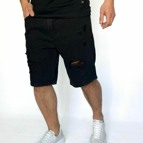Bermuda gabardina negra rota Comprar en DLO