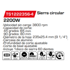 Sierra circular TS1222356-4 - comprar online