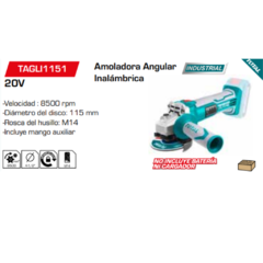 Amoladora Angular Inalámbrica TAGLI1151 - comprar online