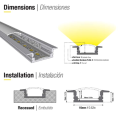 Perfil De Aluminio EMBUTIR 17x7mm Opal 2m en internet