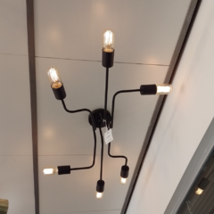 lampara estilo industrial para living plafon negro de varias luces en joma canning iluminacion