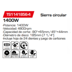 Sierra circular TS1141856-4 - comprar online