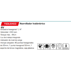 Atornillador Inalámbrico TSDLI0403 - comprar online