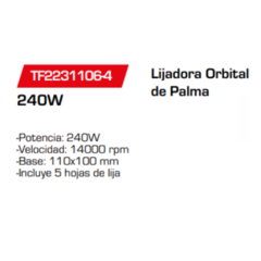 Lijadora Orbital de Palma TF2231106-4 - comprar online