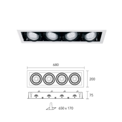 lampara embutida de techo cuatro luces para locales de ropa joma iluminacion en canning