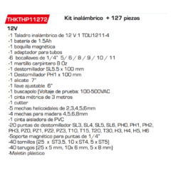 Kit inalámbrico + 127 piezas THKTHP11272 - comprar online