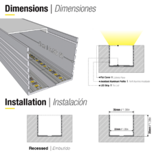 Perfil De Aluminio DOUBLE 35x35mm Opal 2m - comprar online