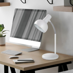 lámpara de mesa dabor para escritorio blanco cromo