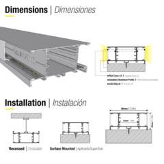 Perfil De Aluminio DUO Bidireccional 42mm Opal 2m - comprar online