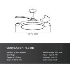 Ventilador Luz Integrada 428B - comprar online