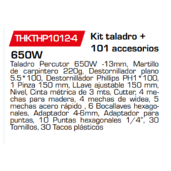Kit taladro + 101 accesorios THKTHP1012-4 - comprar online