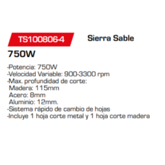 Sierra Sable TS100806-4 - comprar online