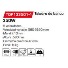 Taladro de banco TDP133501-4 - comprar online