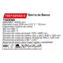 Sierra de Banco TS5152542-4 - comprar online