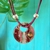 Bordeaux Fused Glass Necklace with leather